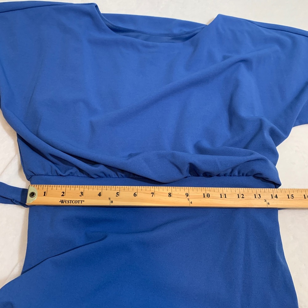 Andrew Marc Blue Dolman Sleeve Midi Dress With‎ Tie Waist Size 8 - Picture 9 of 9